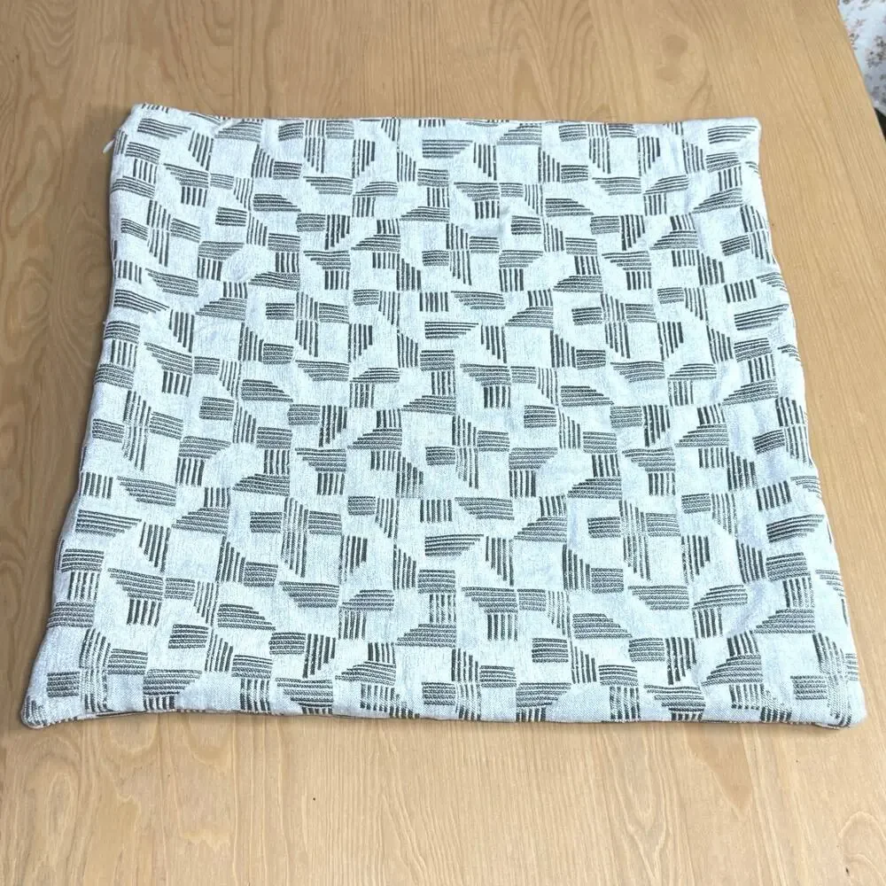 West Elm Cut Geo Chenille Jacquard Square Pillow Cover 18x18 Stone White